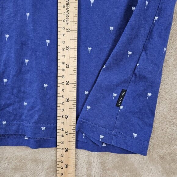 Ted Baker Golf Polo Shirt Blue All Over Print Cotton Short Sleeve Men's Size 3 - Picture 4 of 10